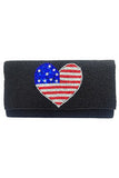 American Flag Heart Glass Beads Clutch