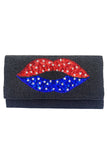 American Flag Lips Glass Beads Clutch