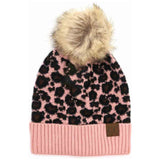 Animal Print Fur Pom C.C Beanie