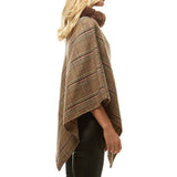 Aubrie Cozy Warm Plaid Checkered Super Sofy Faux Fur Collar Poncho
