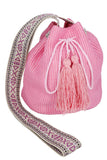 Aztec Pattern Strap Solid Bucket Bag