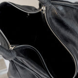 Genuine leather cowhide large hobo bag, real leather commuter women's bag, fashionable pleated shoulder bag, hobo bag for women