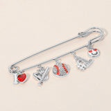 Baseball Theme Charm Safety Pin Brooch