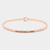 "Basketball Mom" Thin Brass Metal Hook Bracelet