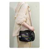 Big eye mesh cylinder bag, breathable leisure travel crossbody bag mesh, portable crossbody beach bag, swimming wash storage bag