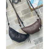 Genuine leather sheepskin croissant, moon bag, shoulder crossbody bag, dumpling bag, soft leather women's leisure bag,