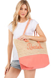 BEACH Letter Color Sewn Rope and Crochet Strap Bag