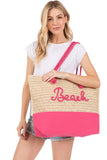 BEACH Letter Color Sewn Rope and Crochet Strap Bag