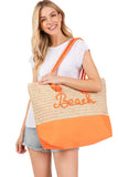 BEACH Letter Color Sewn Rope and Crochet Strap Bag