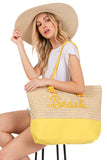 BEACH Letter Color Sewn Rope and Crochet Strap Bag