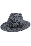 BELT BUCKLE TRIM LEOPARD PRINT FELT HAT