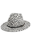 BELT BUCKLE TRIM LEOPARD PRINT FELT HAT