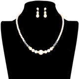 Bicone Bead Pointed Pearl Necklace Earring Set