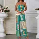 Summer Multi-Color Floral Print Strapless Jumpsuit