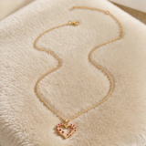 Sweet Branch & Heart Wreath Hollow Necklace