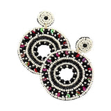 Boho Sequin Multi Beaded Detailed Open Circle Earrings