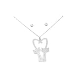 Brass Metal Cats Heart Pendant Necklace