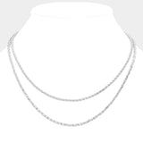 Brass Metal Double Layered Chain Necklace