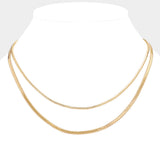 Brass Metal Double Layered Chevron Chain Necklace