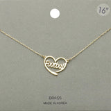 Brass Metal Football Heart Pendant Necklace