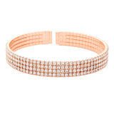 Brass Metal Four Rows Rhinestone Cuff Bracelet