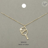 Brass Metal Pickleball Pendant Necklace
