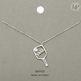 Brass Metal Pickleball Pendant Necklace