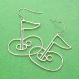 Brass Metal Wire Gold Hole in One Dangle Earrings