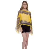 Button Detail Paisley Print V-Neck Poncho Cover Up Beachwear