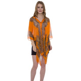 Button Detail Paisley Print V-Neck Poncho Cover Up Beachwear