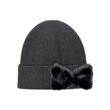C.C Faux Fur Solid Bow Beanie Winter Hat