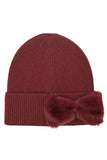 C.C Faux Fur Solid Bow Beanie Winter Hat