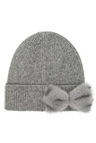C.C Faux Fur Solid Bow Beanie Winter Hat