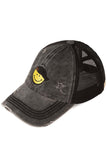 C.C Glitter Smiley Patch Kids Pony Cap