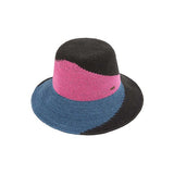 C.C Handmade Paper Crochet Cloche Summer Sun Hat Two-Tone Color Block Paper Hat Crochet Beach Hat