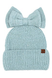 C.C Messy Bun Bow Beanie with Sequins Winter Hat