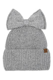 C.C Messy Bun Bow Beanie with Sequins Winter Hat