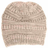 C.C Mixed Color Knitted Ponytail Beanie Winter Hat