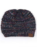 C.C Multicolor Diagonal Garter Stitch Knit Beanie Hat