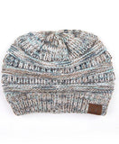 C.C Multicolor Diagonal Garter Stitch Knit Beanie Hat