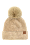 C.C Plush Terry Chenille Pom Beanie Winter Hat