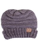 C.C Slouchy Two-Tone Detailed Knitted Beanie Winter Hat
