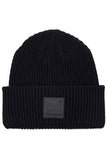 C.C Solid Ribbed Knit Detailed Beanie With Rubber Patch Hat