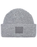 C.C Solid Ribbed Knit Detailed Beanie With Rubber Patch Hat