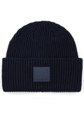 C.C Solid Ribbed Knit Detailed Beanie With Rubber Patch Hat