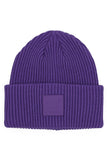 C.C Solid Ribbed Knit Detailed Beanie With Rubber Patch Hat