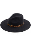 C.C Wool Felt Brim Hat - Leopard Pattern Trim