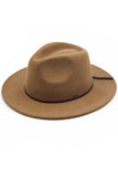 C.C Wool Felt Detailed Panama Hat Leather Bow Trim