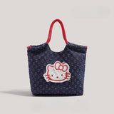 Retro denim tote bag, large capacity fashion shoulder bag, cute versatile tote bag for women