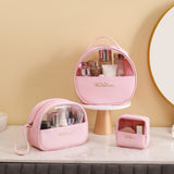 Portable large-capacity travel translucent cosmetic bag, Pu multi-functional waterproof toilet bag, portable skin care product storage bag, makeup bag organizer,Makeup bags, small